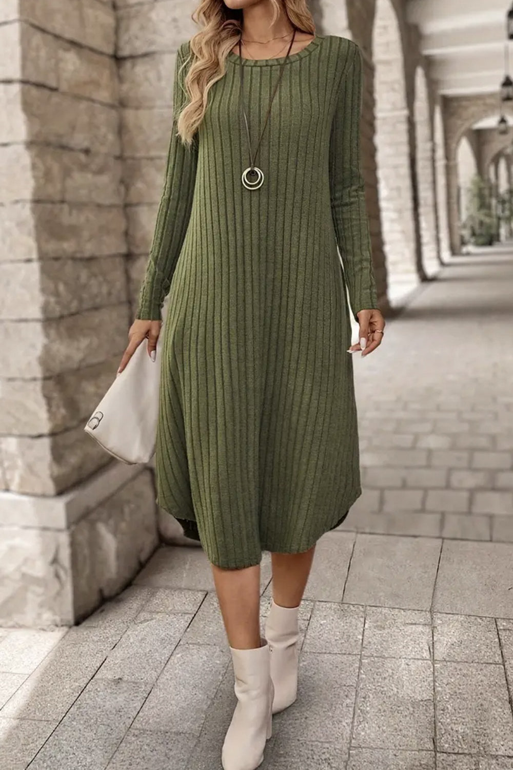 Chestnut Ribbed Dress