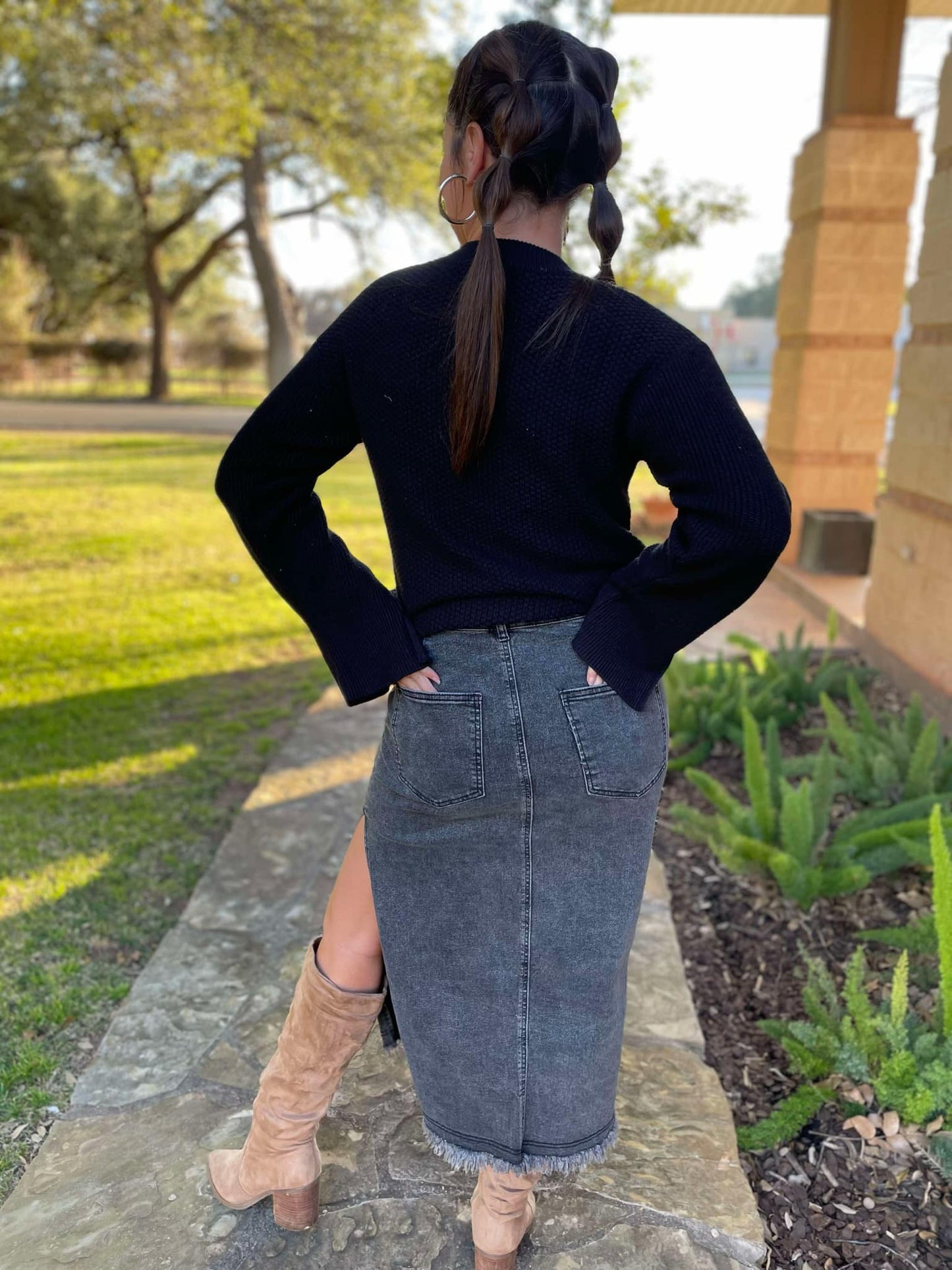 Worth The Risk Black Denim Skirt