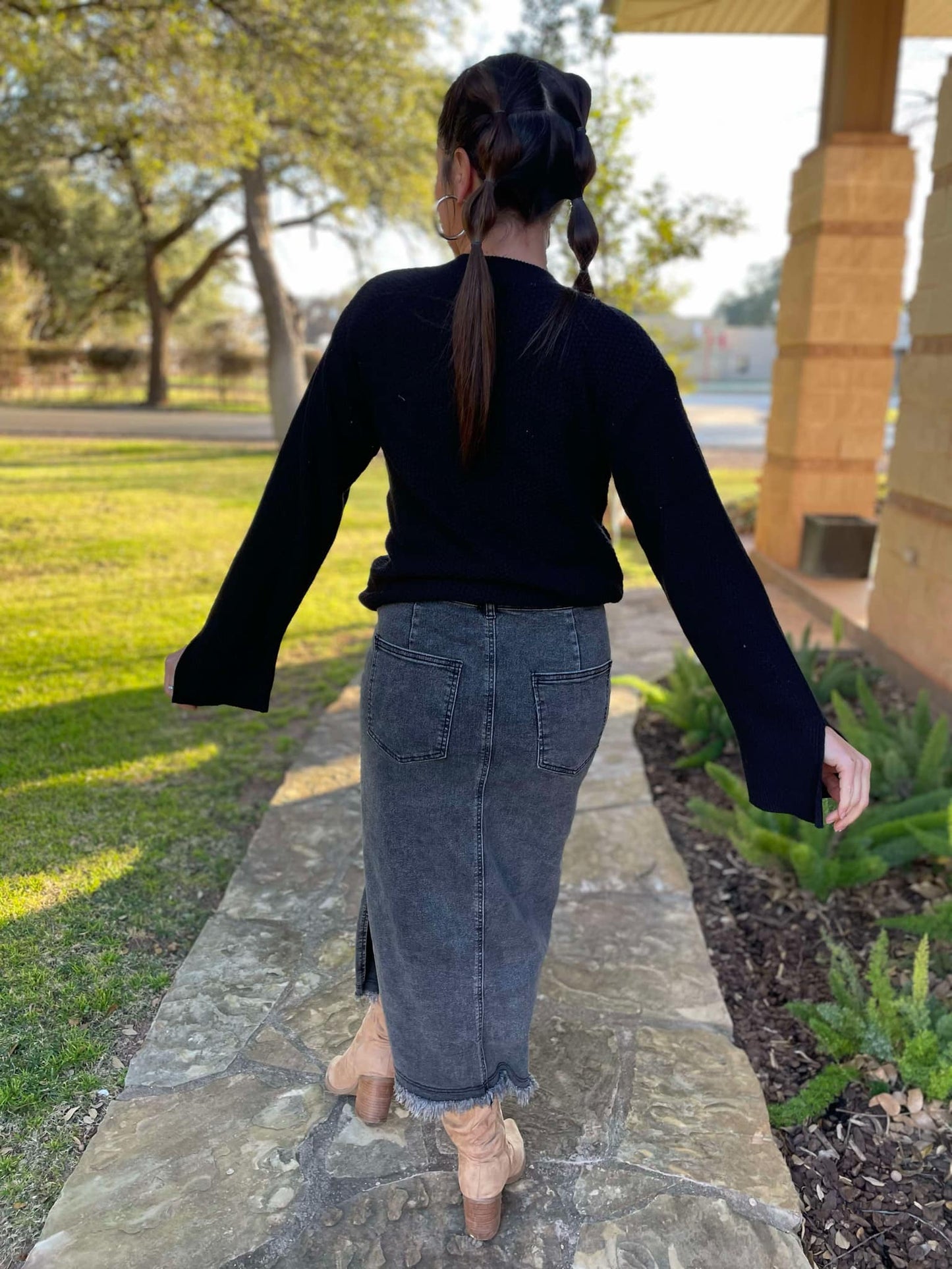 Worth The Risk Black Denim Skirt