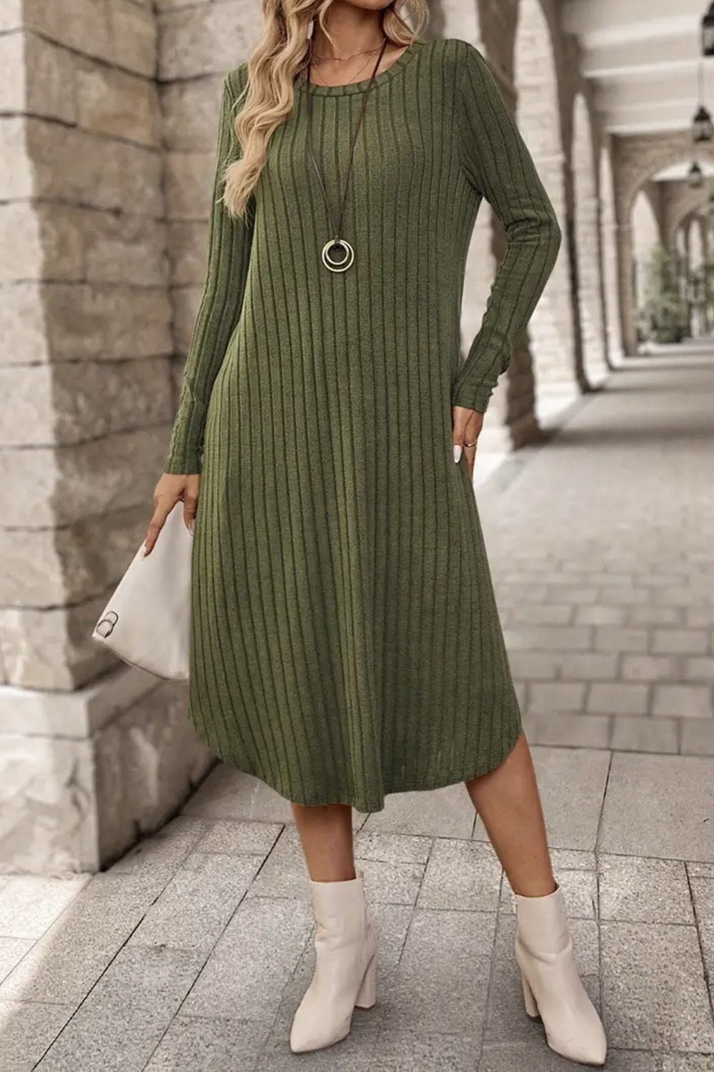 Chestnut Ribbed Dress