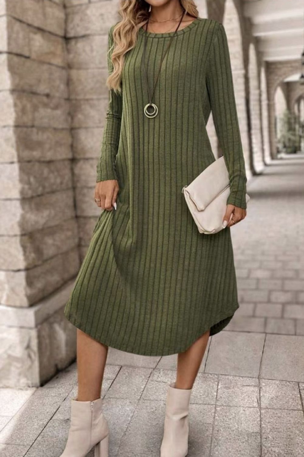 Chestnut Ribbed Dress