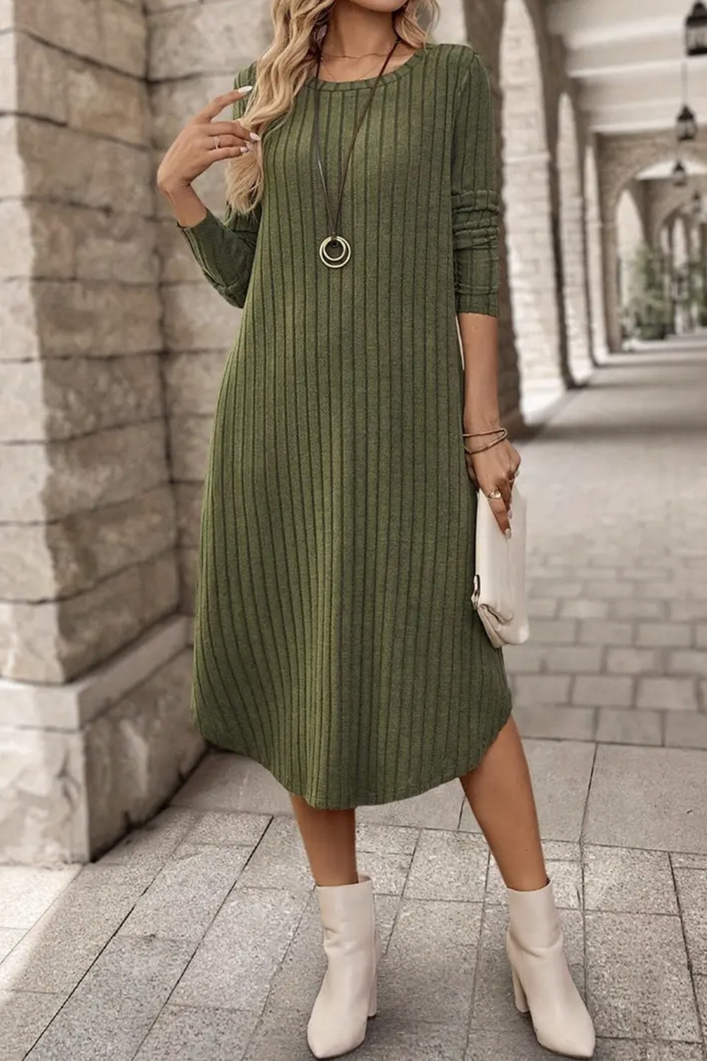 Chestnut Ribbed Dress