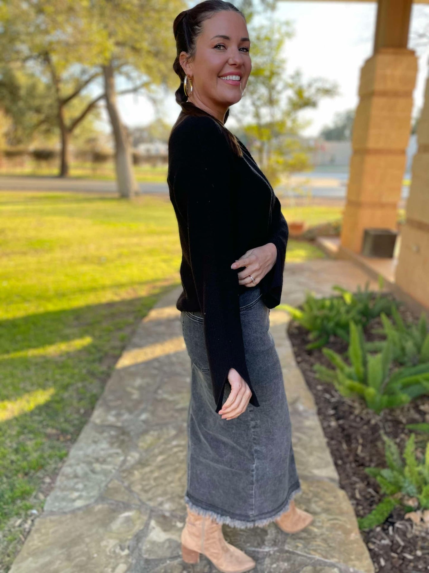 Worth The Risk Black Denim Skirt