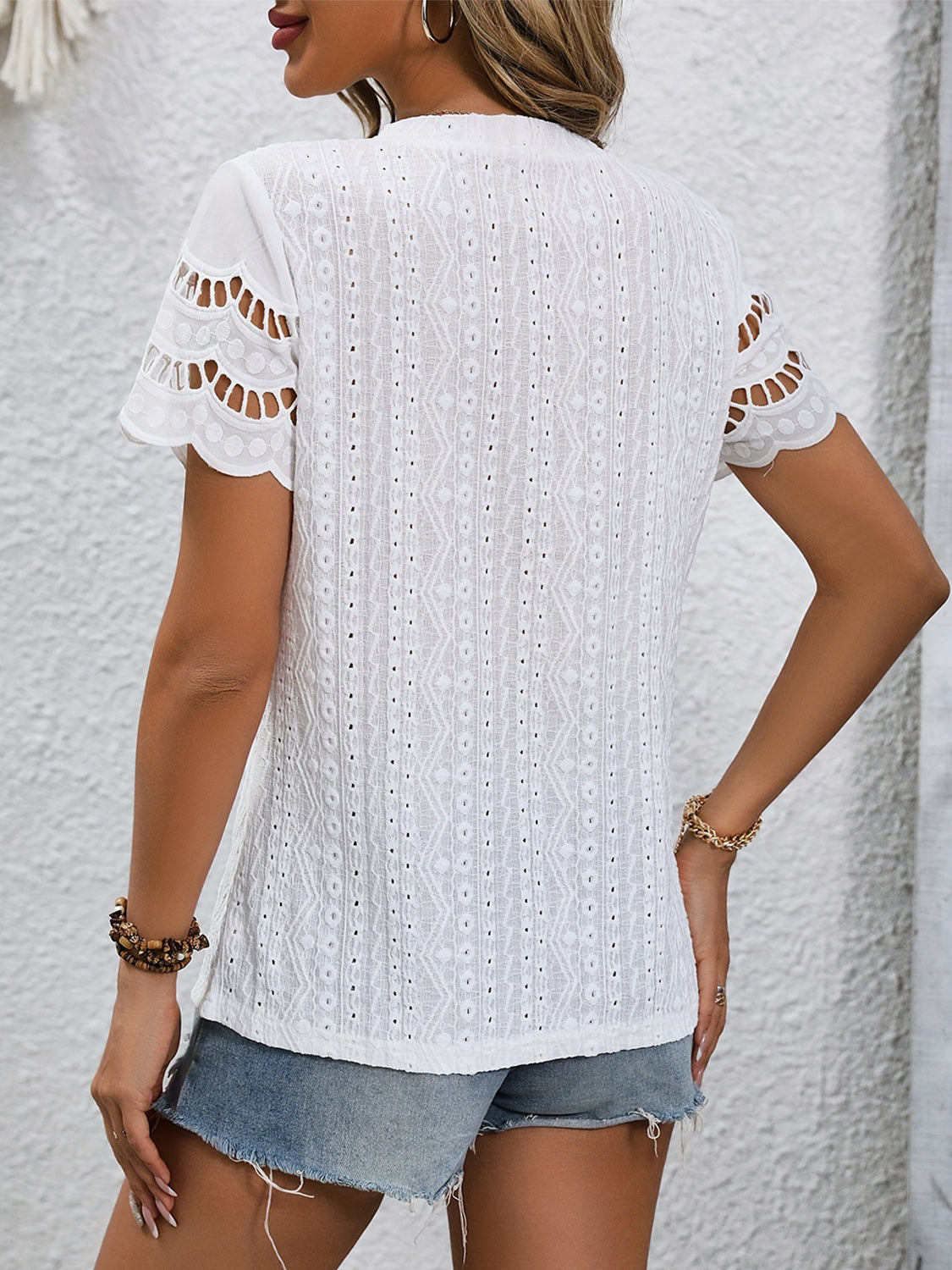 Juliette Eyelet Short Sleeve Top