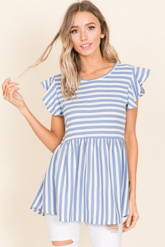 Waves Of Blue Striped Blouse