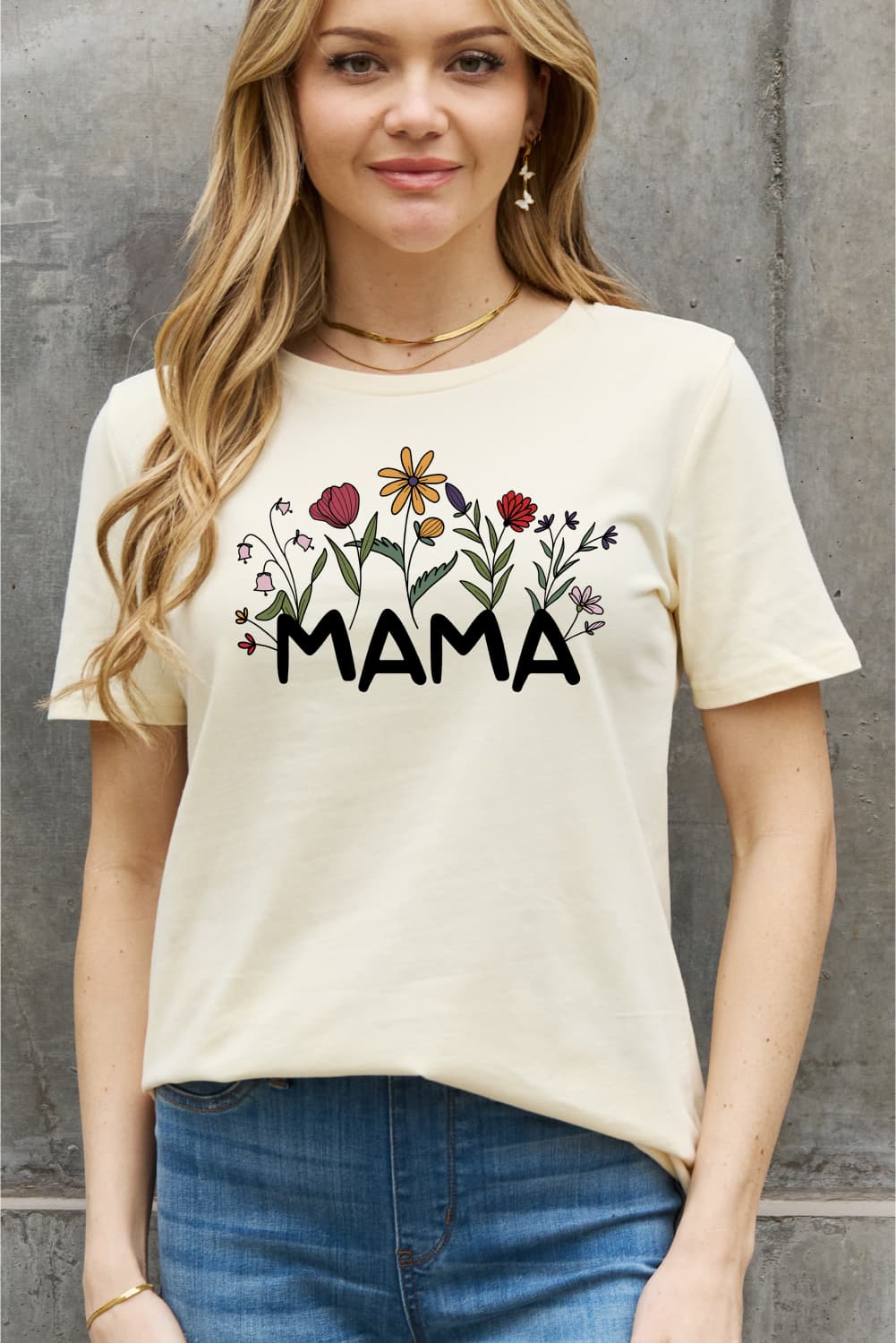 MAMA Flower Cotton Tee